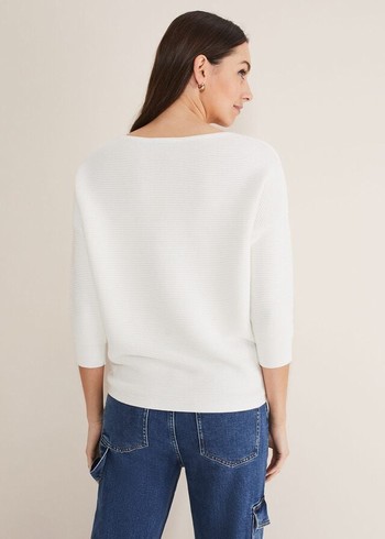 Phase Eight Nellie Rippleted Knitwear White Canada | RNKVYD-124